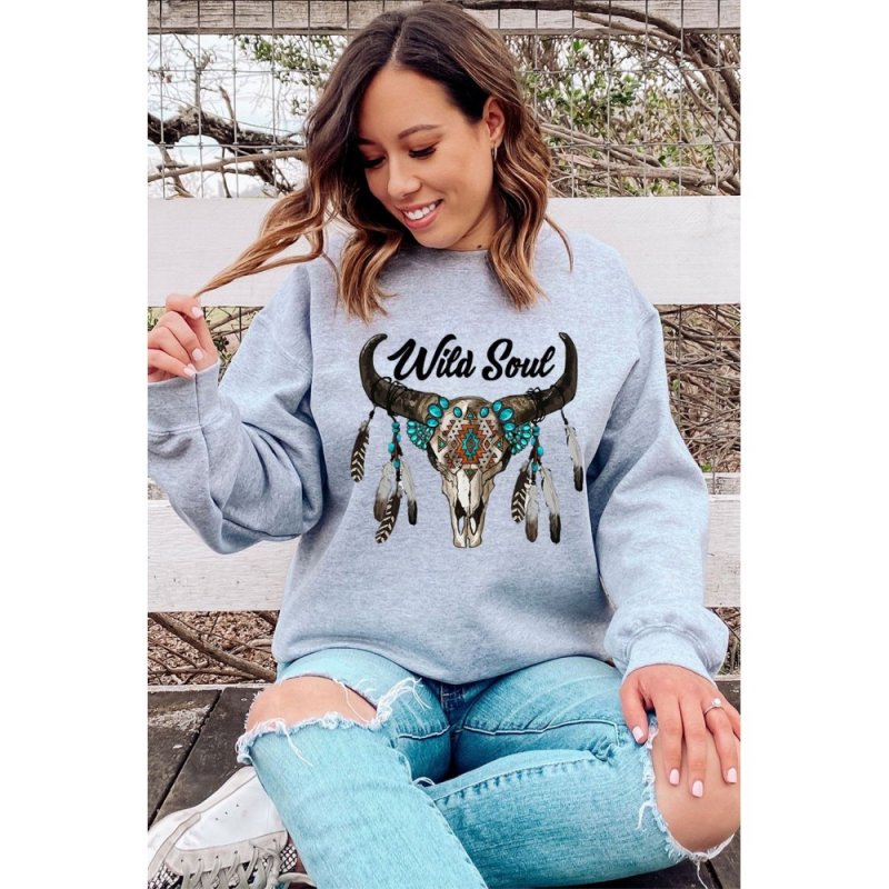 Wild Soul Western Graphic Print Drop Shoulder Pullover Sweatshirt