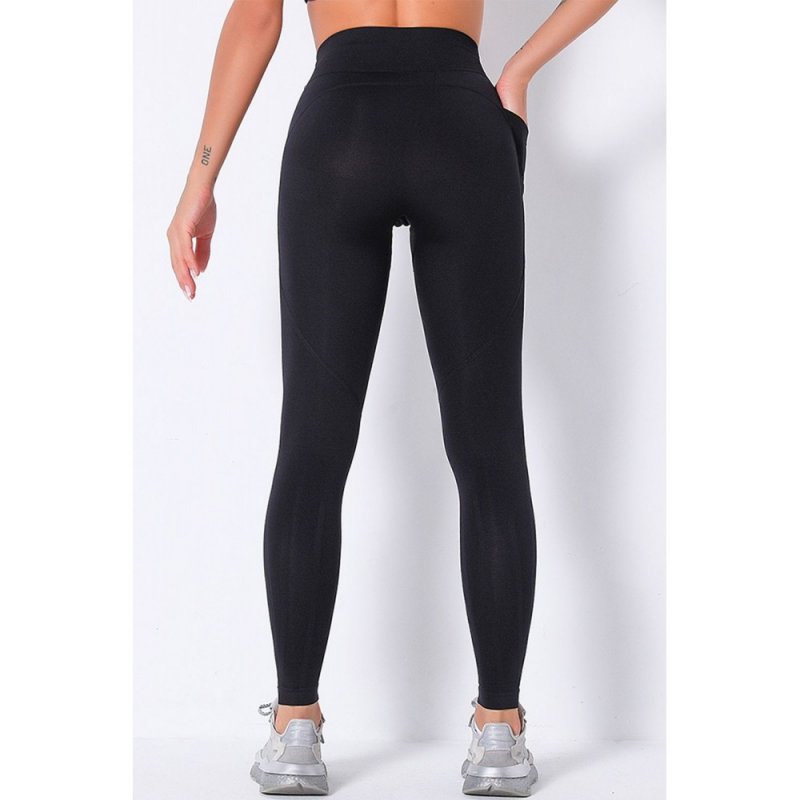 Black High Rise Fitness Yoga Pants with Side Pockets