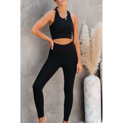 Black Crop Yoga Bra and High Waist Leggings Sports Wear