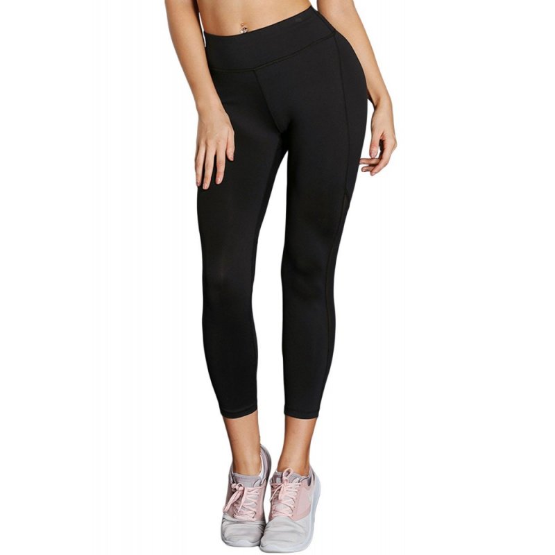 Black High-Rise Mesh Patchwork Gym Sport Yoga Leggings