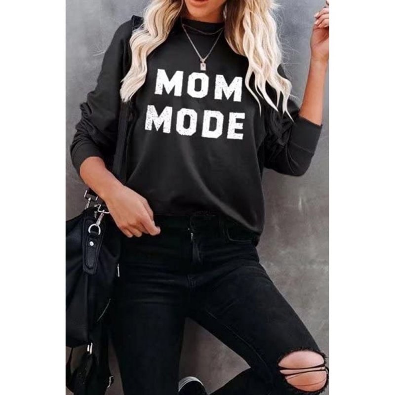 MOM MODE Print Crew Neck Pullover Sweatshirt