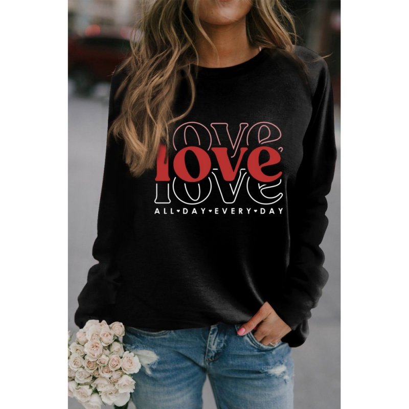 Valentine Love Letter Print Long Sleeve Sweatshirt