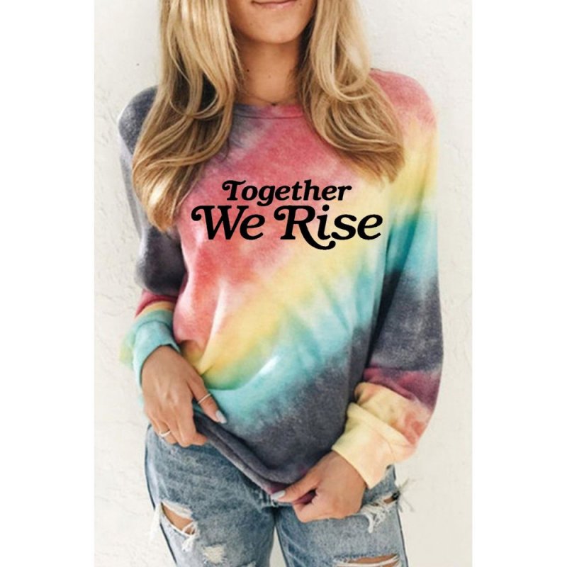 Red Letter Tie-dyed Print Long Sleeve Sweatshirt