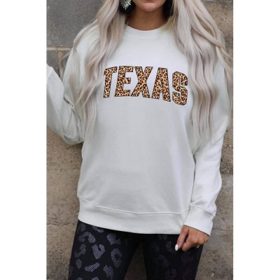 Leopard Texas Print Drop Shoulder Pullover Sweatshirt