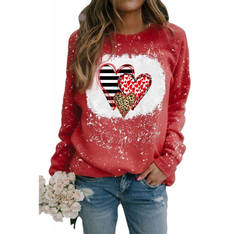 Valentine Striped Leopard Heart Print Graphic Sweatshirt