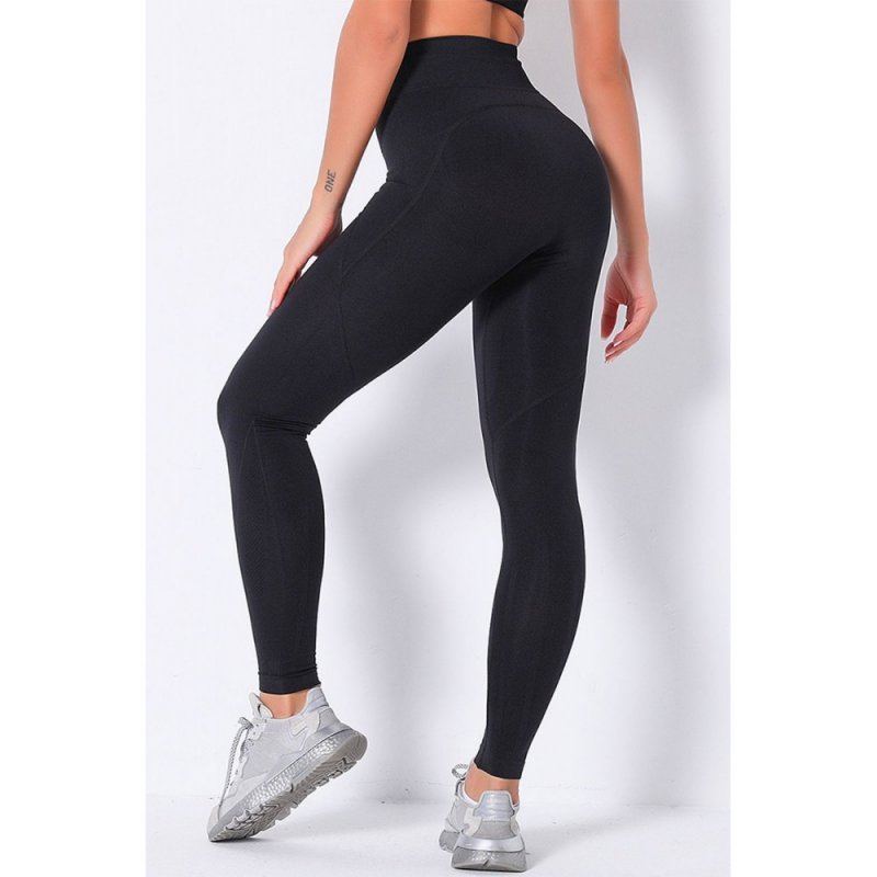 Black High Rise Fitness Yoga Pants with Side Pockets