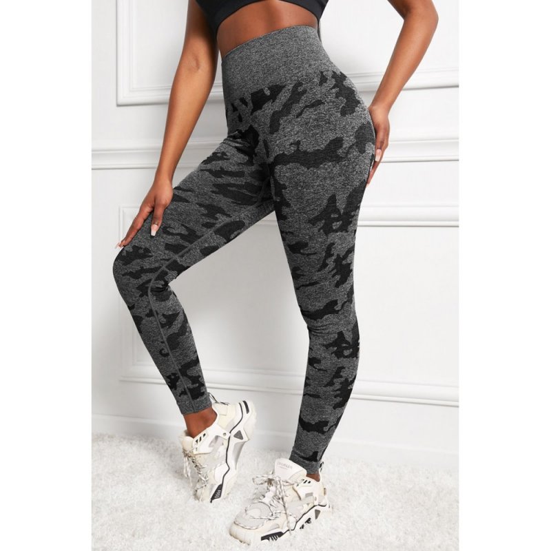 Black Seamless Camo Print Butt Lift High Waist Yoga Pants