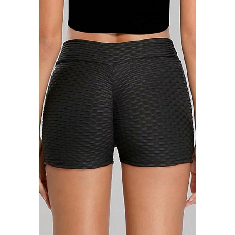 Black High Waist Butt Lift Sport Gym Workout Training Running Shorts