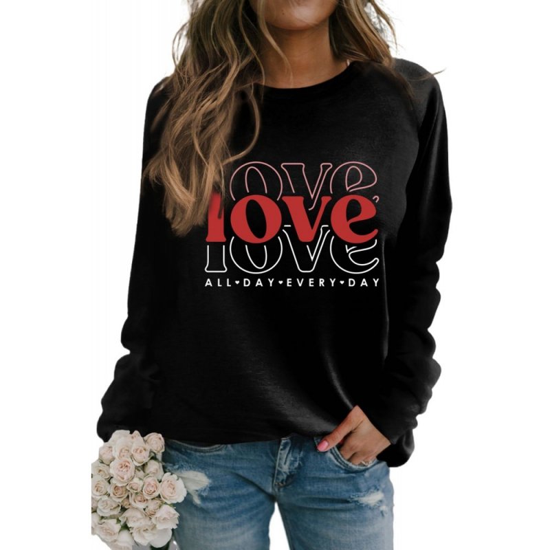 Valentine Love Letter Print Long Sleeve Sweatshirt