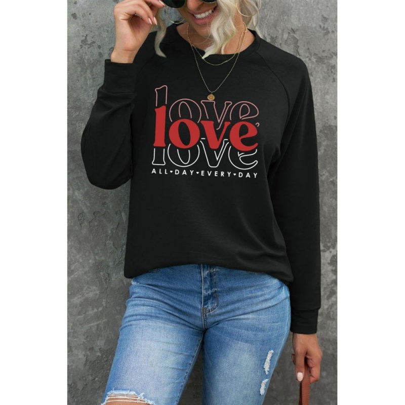 Valentine Love Letter Print Long Sleeve Sweatshirt